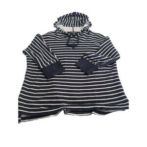 Lauren Ralph Lauren Striped Terry Cloth Hoodie Navy/White Sz L